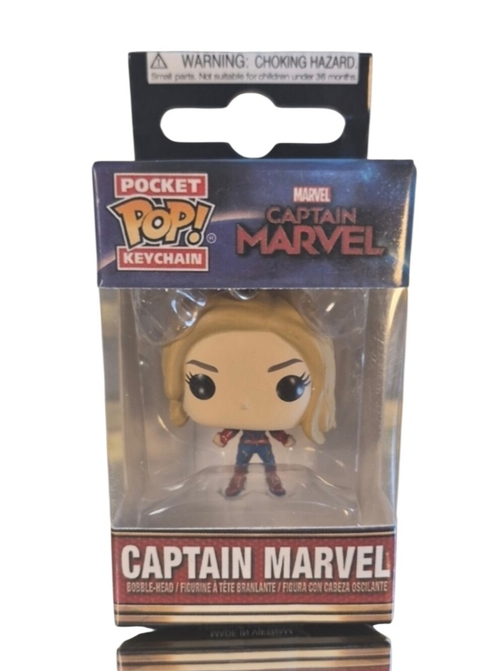 Funko × Marvel Captain Marvel Pocket POP Keychain, Blue & Red Multi.